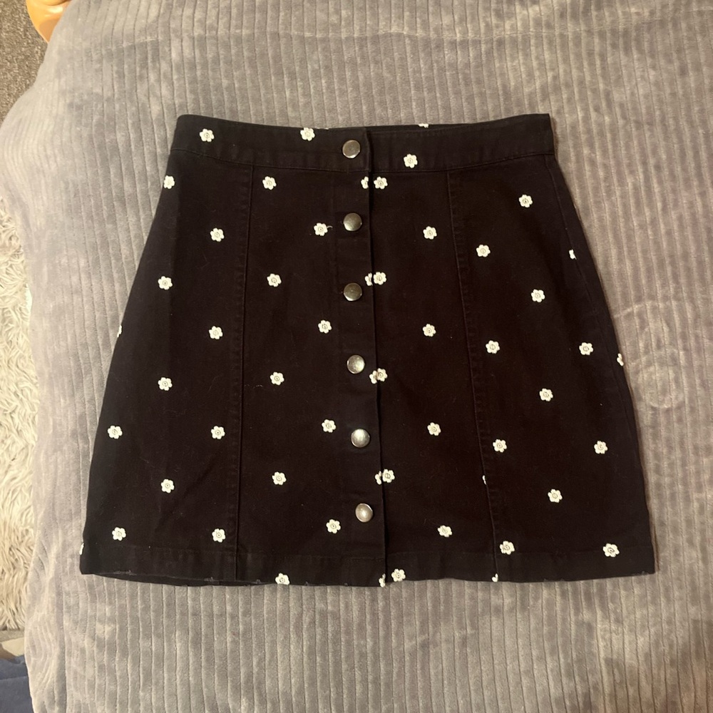 Boutique Embroidered Denim Skirt
